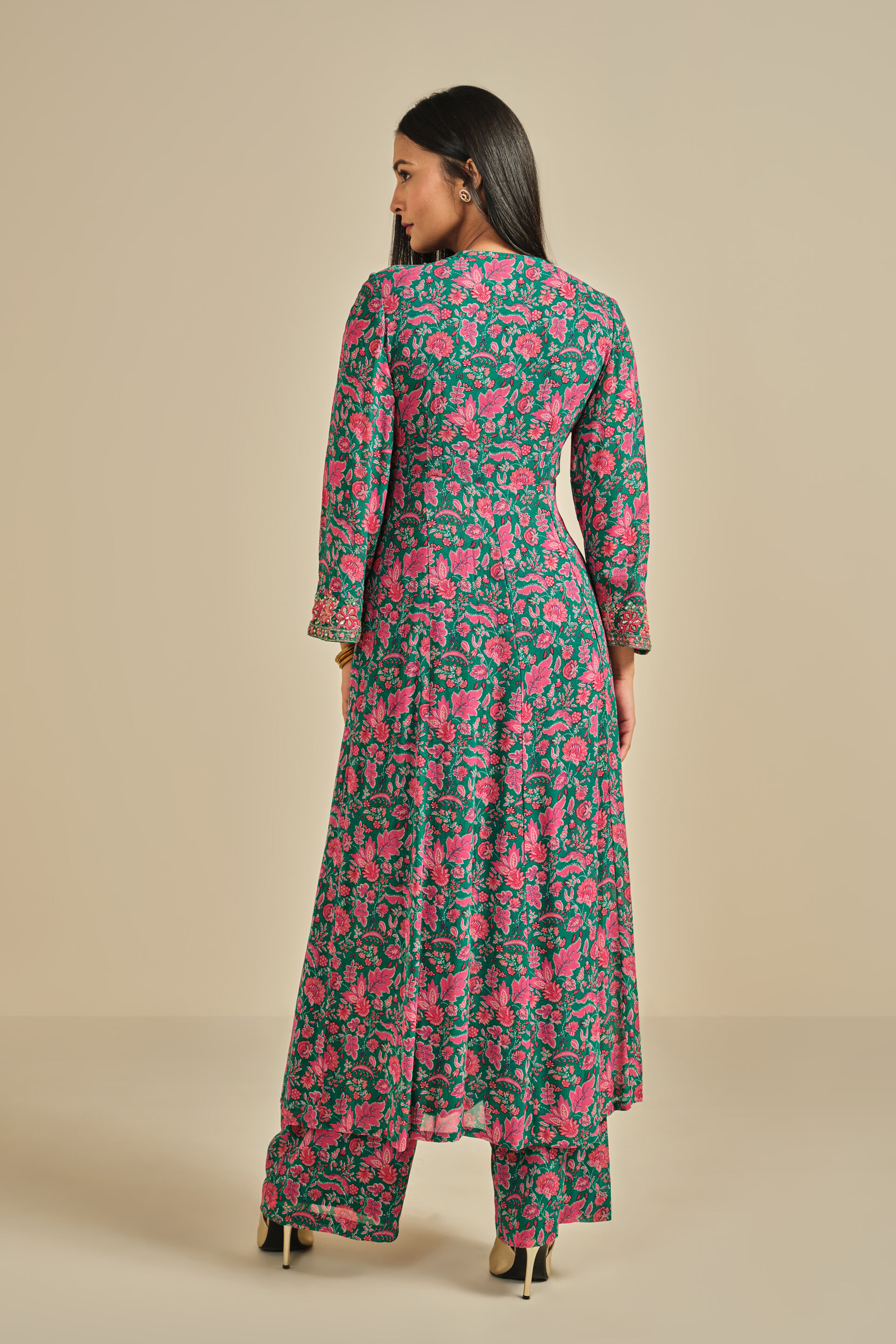 Phool Patti Kurta Set, Teal, image 6